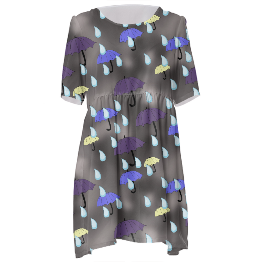 Rain and Umbrellas Babydoll Dress