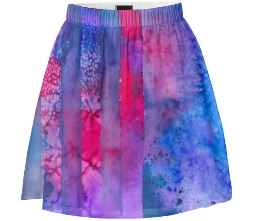 Blue Pink and Purple Watercolor Summer Skirt