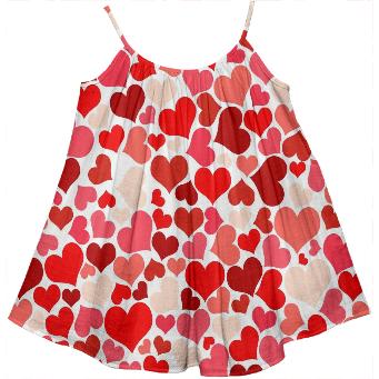 RED PINK BEIGE HEART EXPLOSION KIDS TENT DRESS