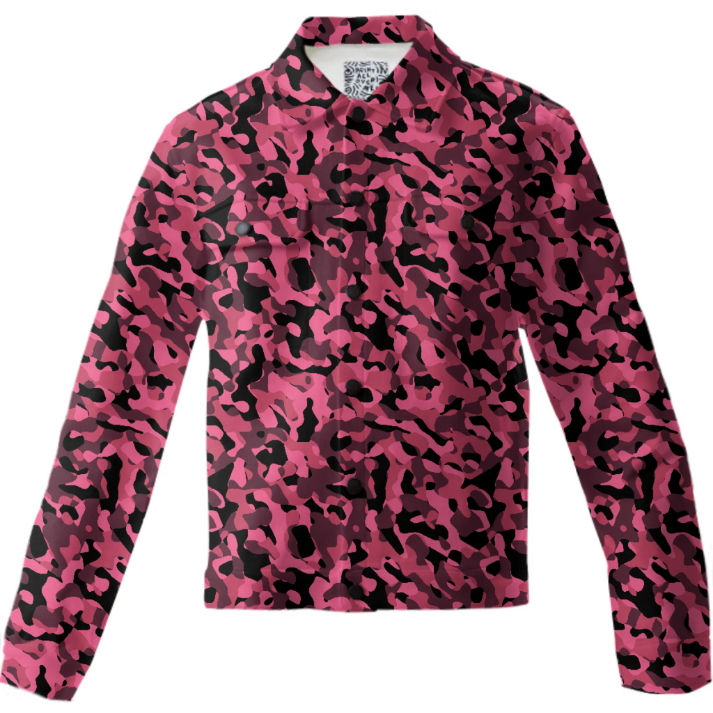 Pink and Black Camo Camouflage Pattern Twill Jacket