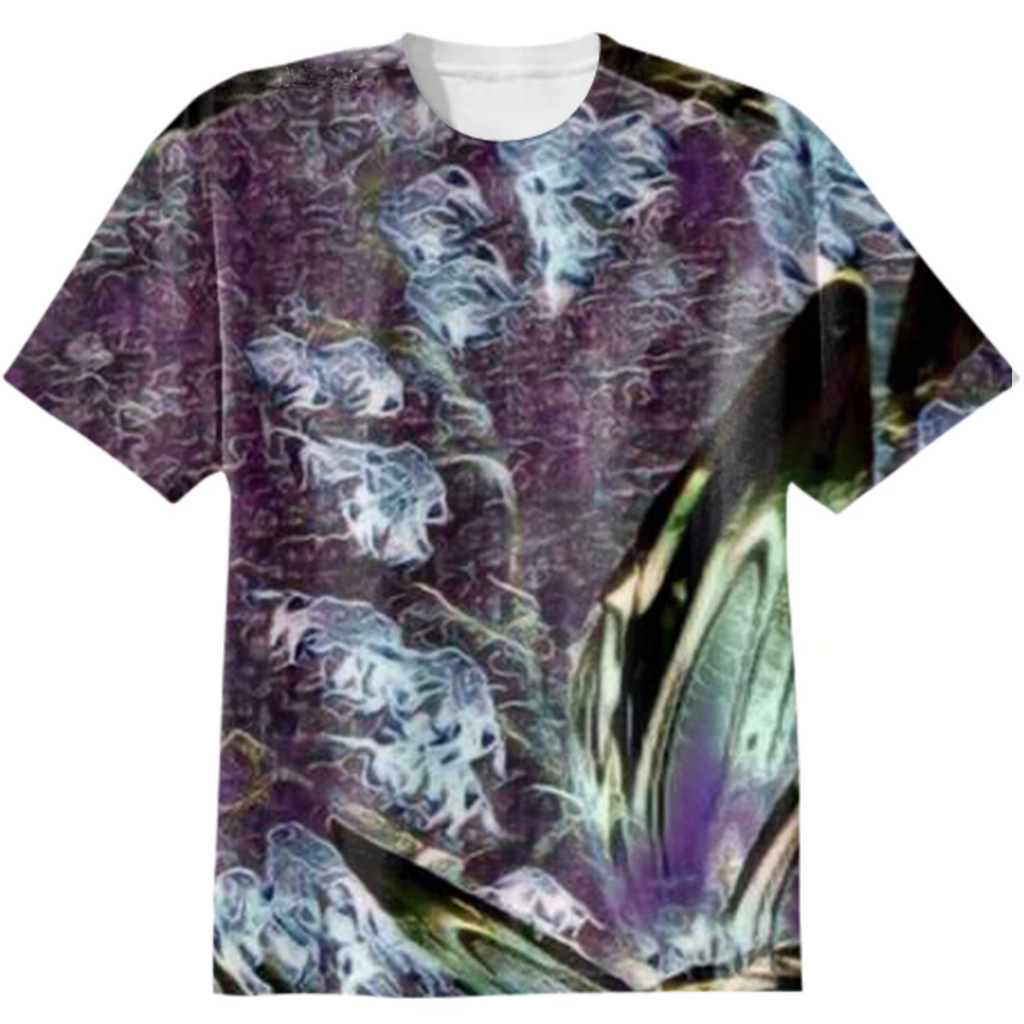 silver lily of the valley, at night, leaves, flowers, abstract art,