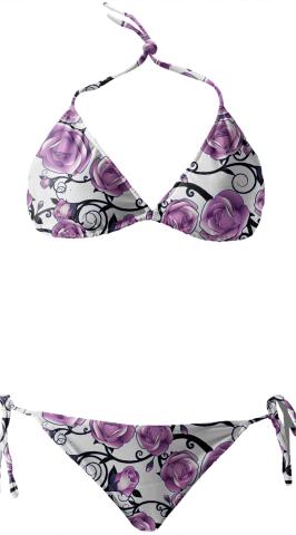 purple roses bikini