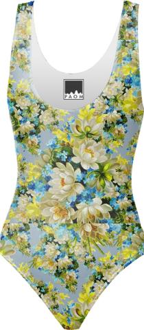 Blue Floral OnePiece Swimsuit