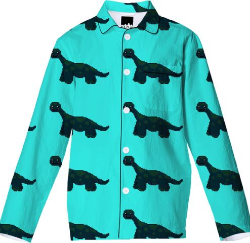 Pixel Dinosaur Pyjama Shirt