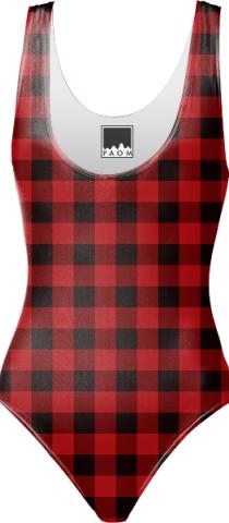 Red Plaid OnePiece Swimsuit