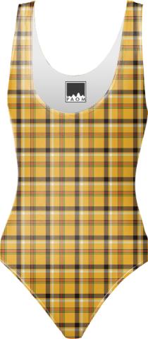 Yellow Plaid OnePiece Swimsuit