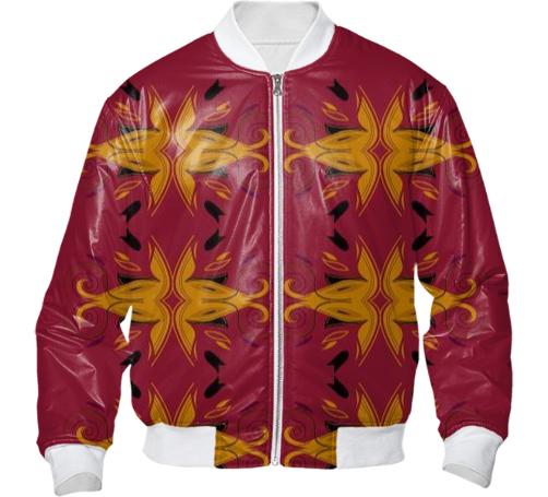 Bomber jacket with GOLD ORNAMENTS BROWN