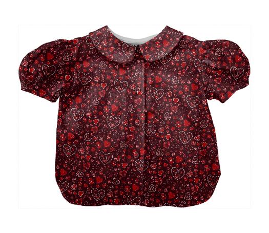 Red hearts and flowers pattern