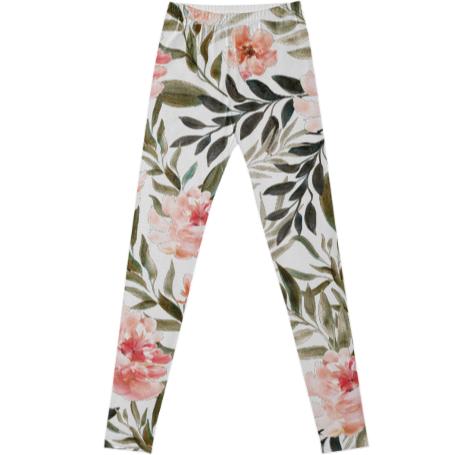 Leggings with painted flowers