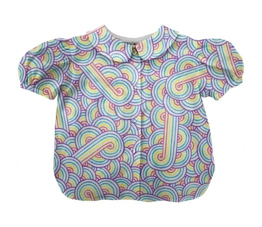 Rainbow and white swirls doodles Kids Blouse