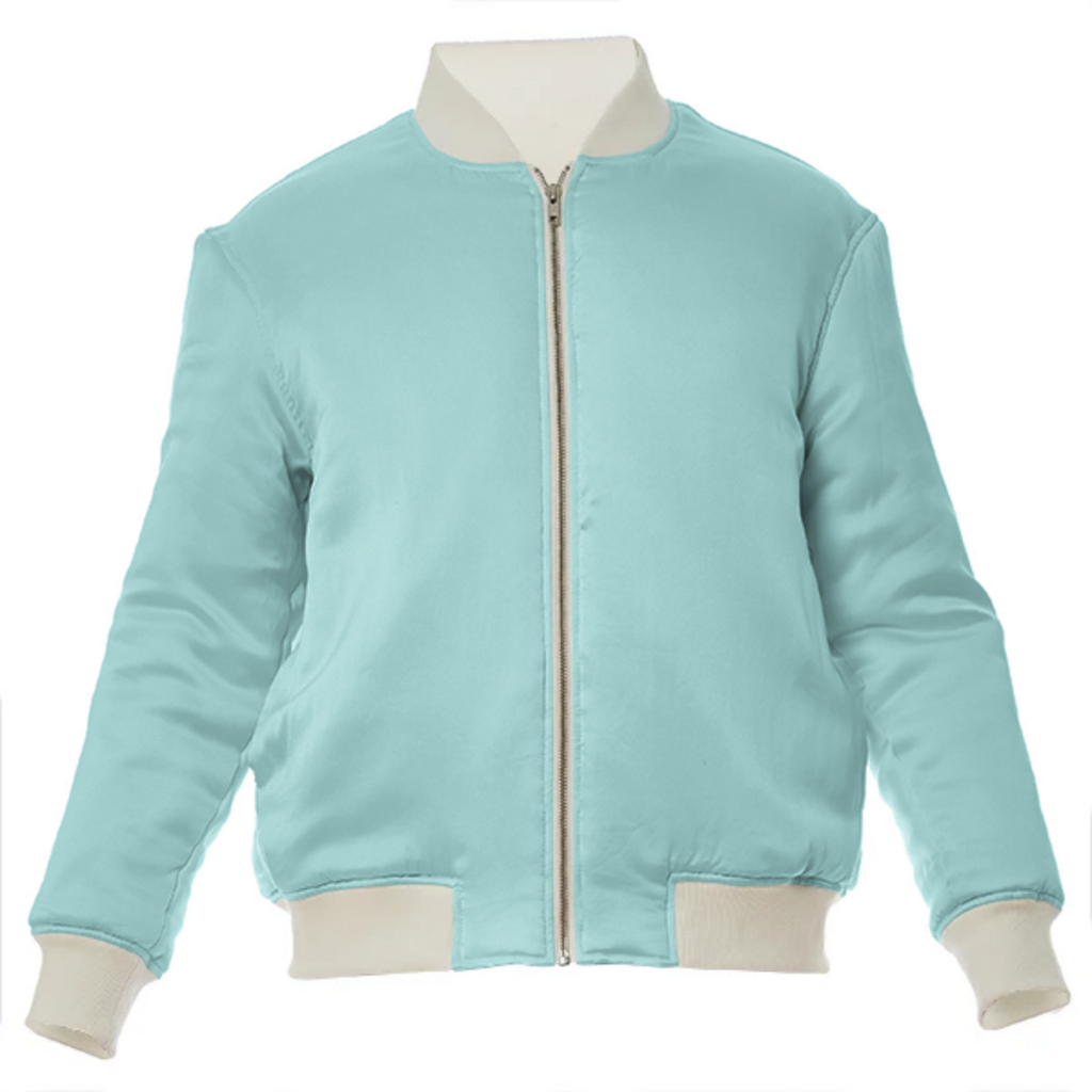 color pale turquoise VP silk bomber jacket