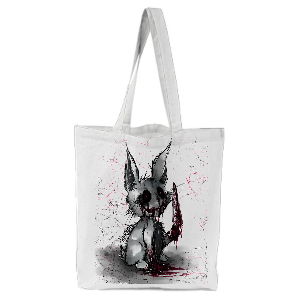 Creepy killer bunny tote bag