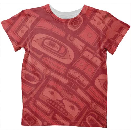 Coral red chilkat tshirt