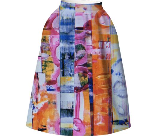 Woven Collage Neoprene Full Skirt