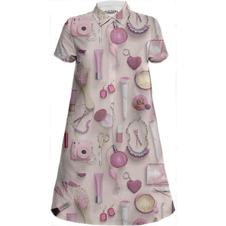 Pink Vanity Table Mini Shirt Dress