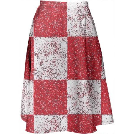 Frost Red and White Checkered Midi Skirt by LadyT Designs