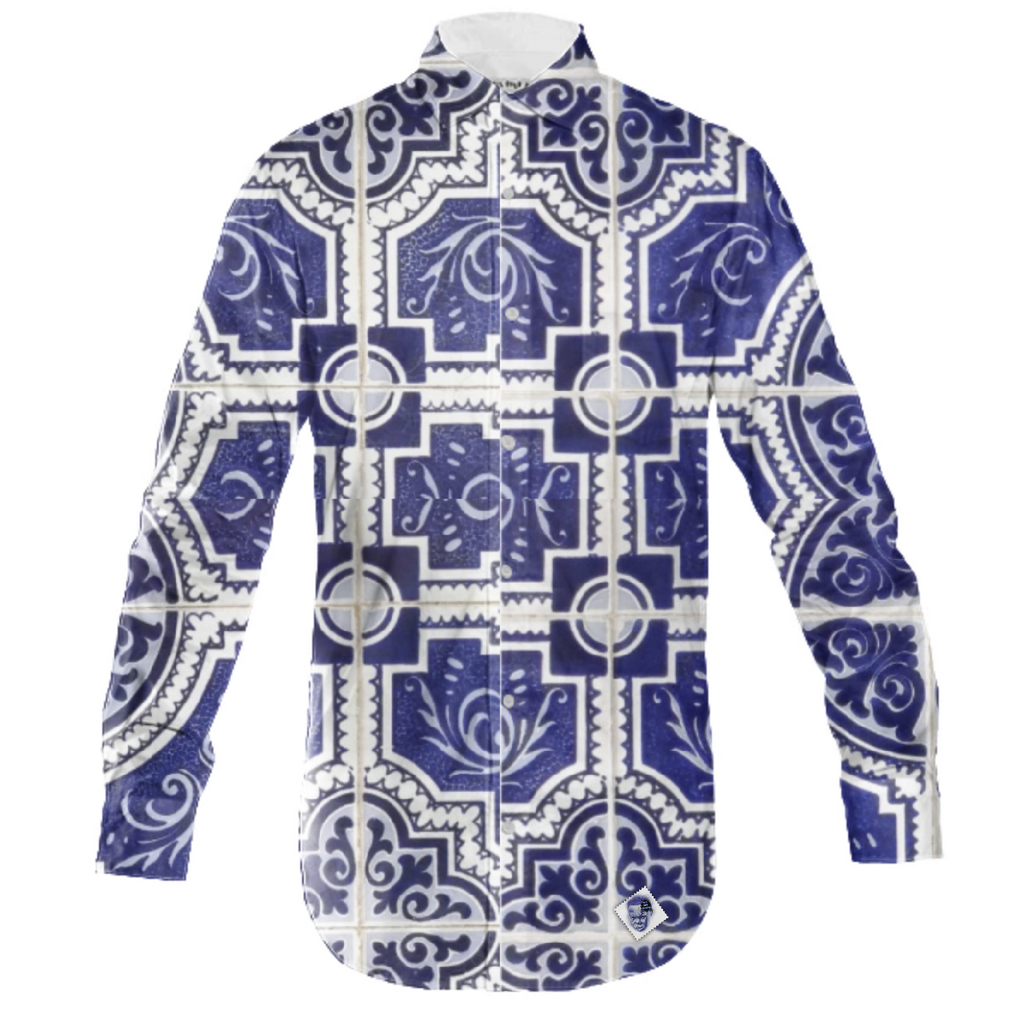 Blue Pattern button down shirt