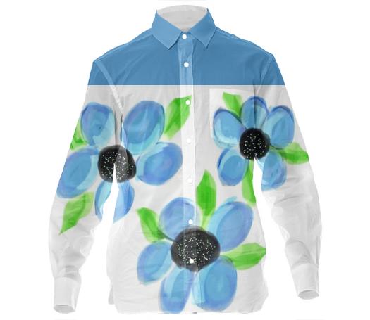 Floral Blue Dress Shirt