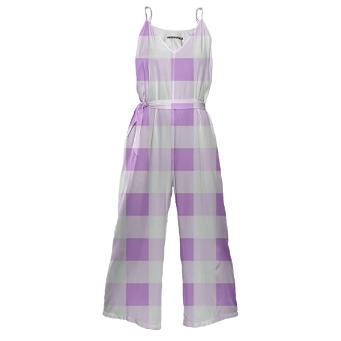 LAVENDER GINGHAM Tie Waist Jumpsuit