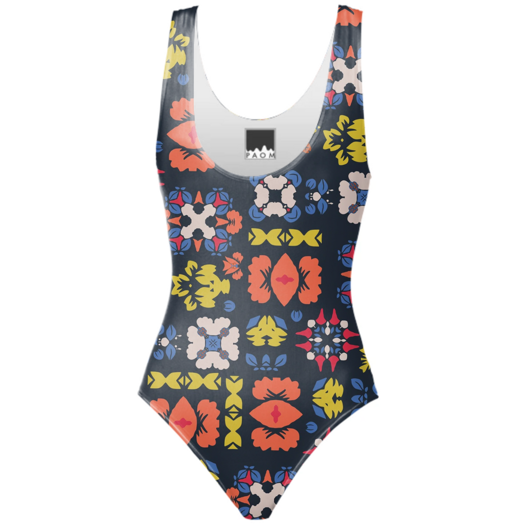 retro pop print swim wear