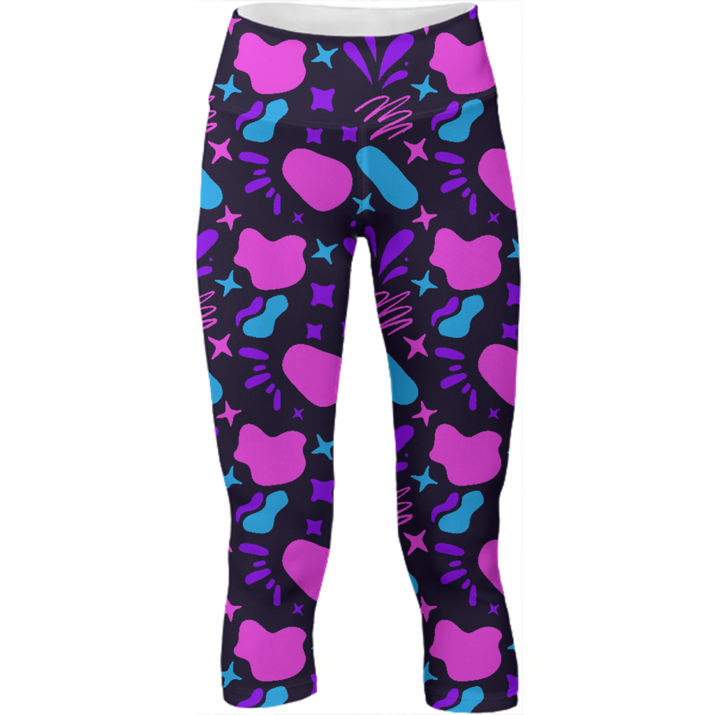 Abstract geometric stones and colorful stars yoga pants by stikle