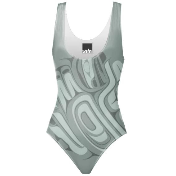 grey on grey on grey raven drummer one piece swimsuit