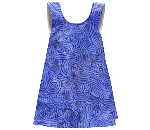 Royal blue swirls doodles SSWTR Kids Apron Dress