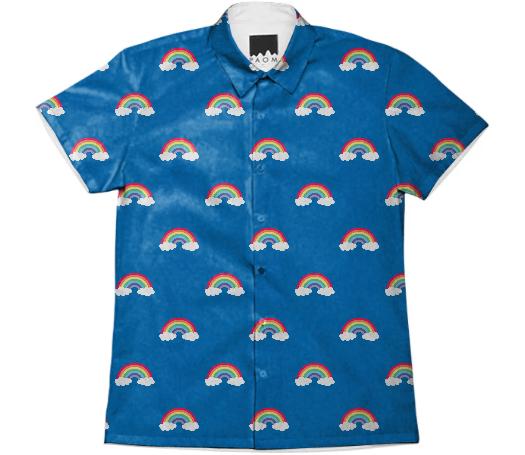 Over The Rainbow Work Shirt Repeat Med Blue