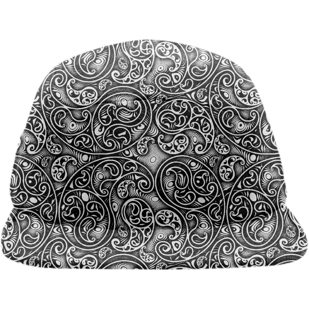 Black and White Paisley Swirls Spirals Pattern