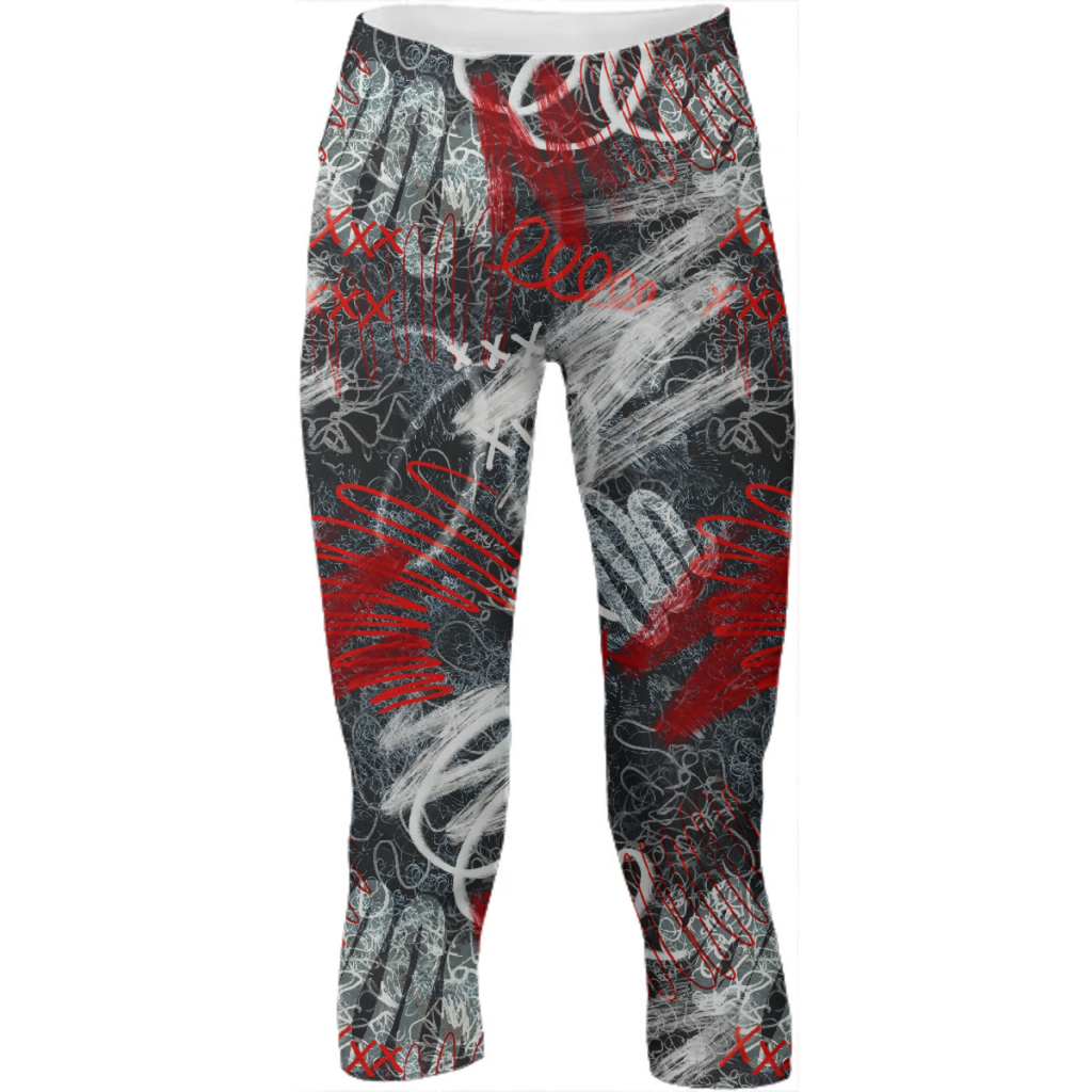 Red-black pattern in trash polka style with scribbles