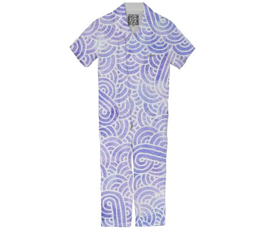 Lavender and white swirls doodles Kids Jumpsuit