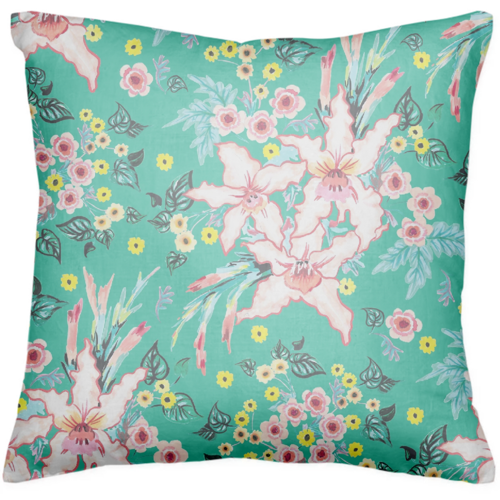 Tropical Lily pink and Teal Floral pattern