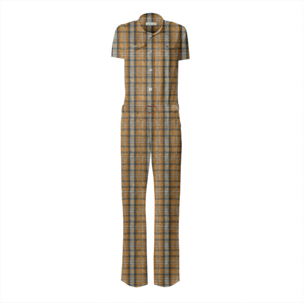 Princeton 1986 Plaid Belted Jumpsuit