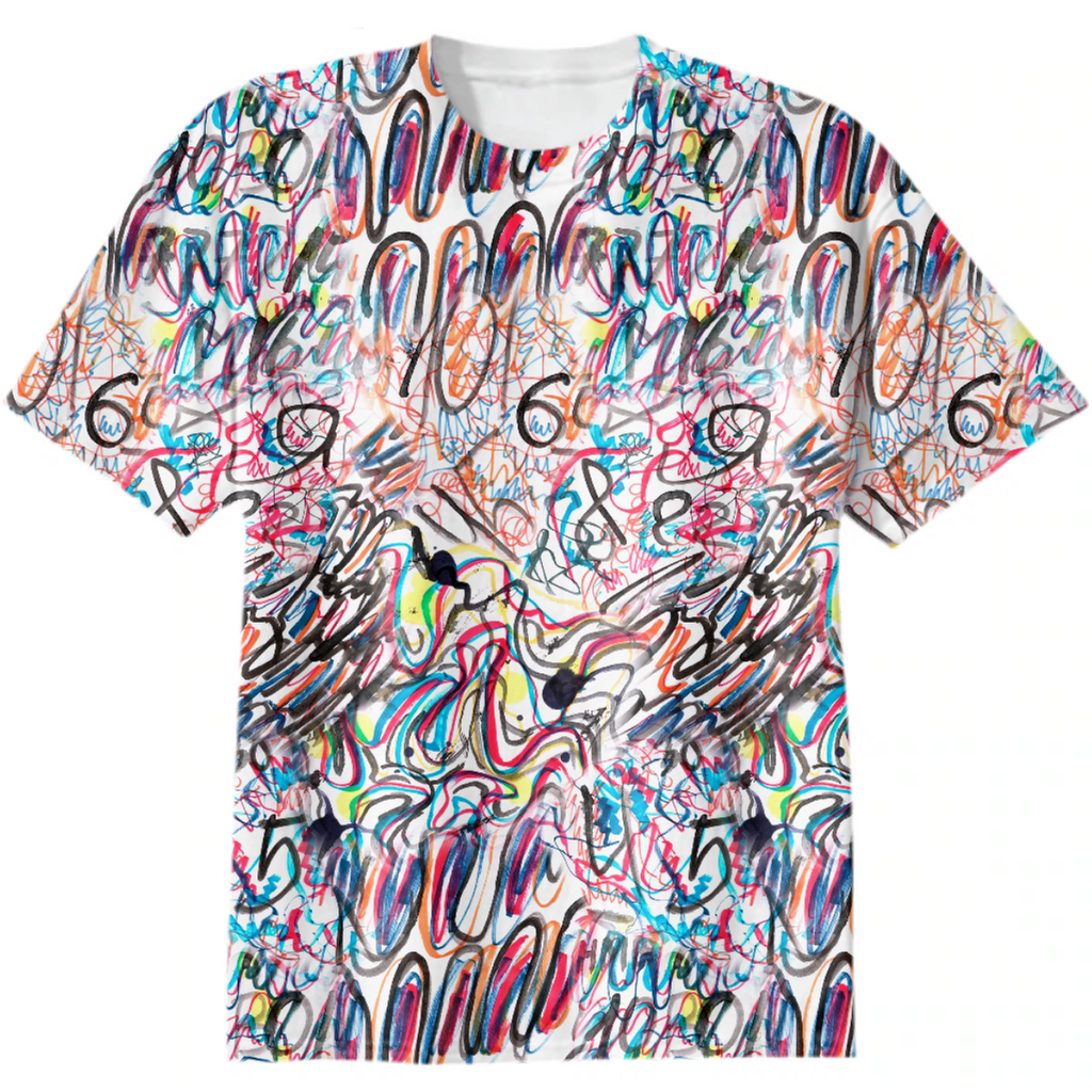 Trendy seamless pattern with doodles in a naive childish style, drawn with felt-tip pens. Freehand different lines, scribbles, numbers.