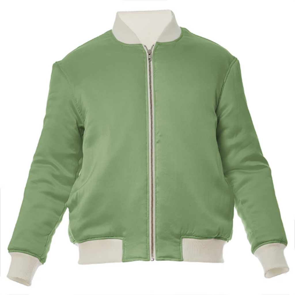 color asparagus VP silk bomber jacket