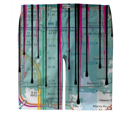 Dripping Subway Map Magnet Button Shorts