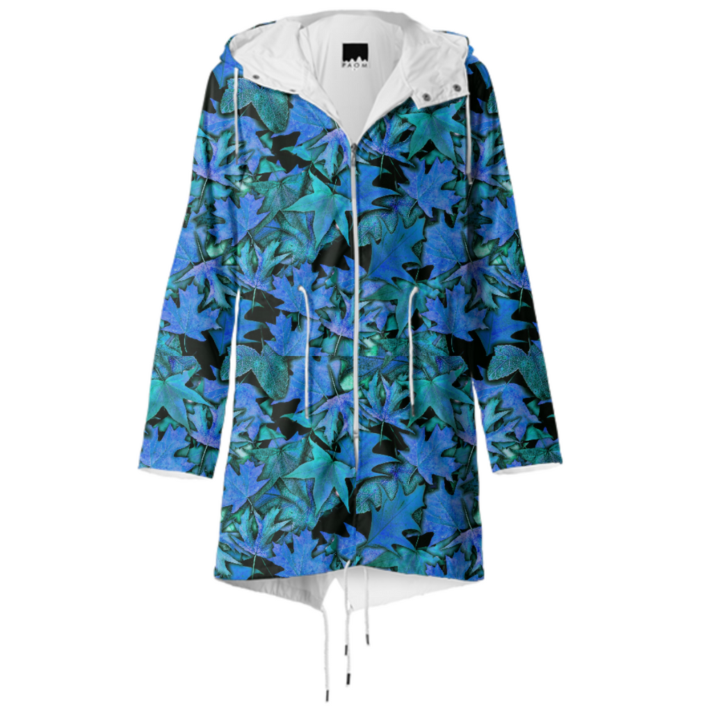 Blue Fall Leaves Raincoat