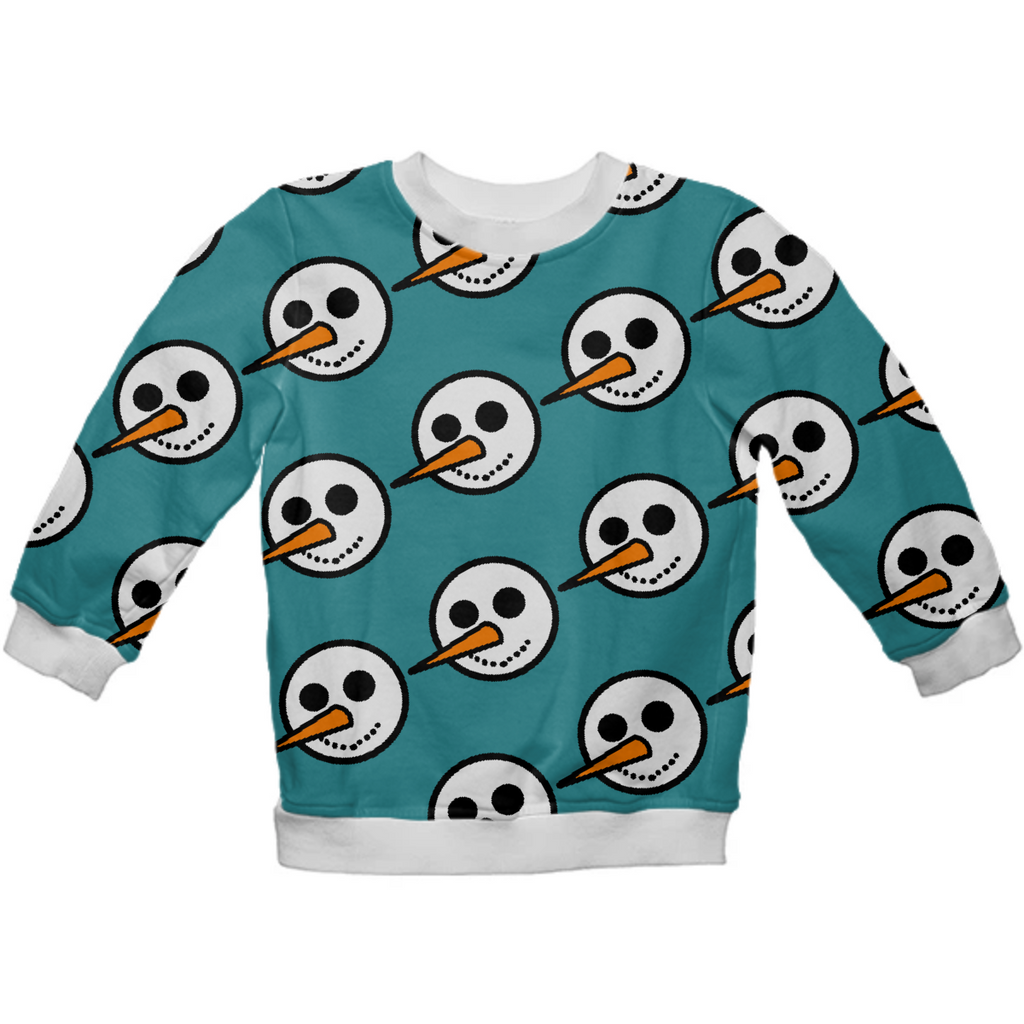 Snowman pattern blue kids sweatshirt