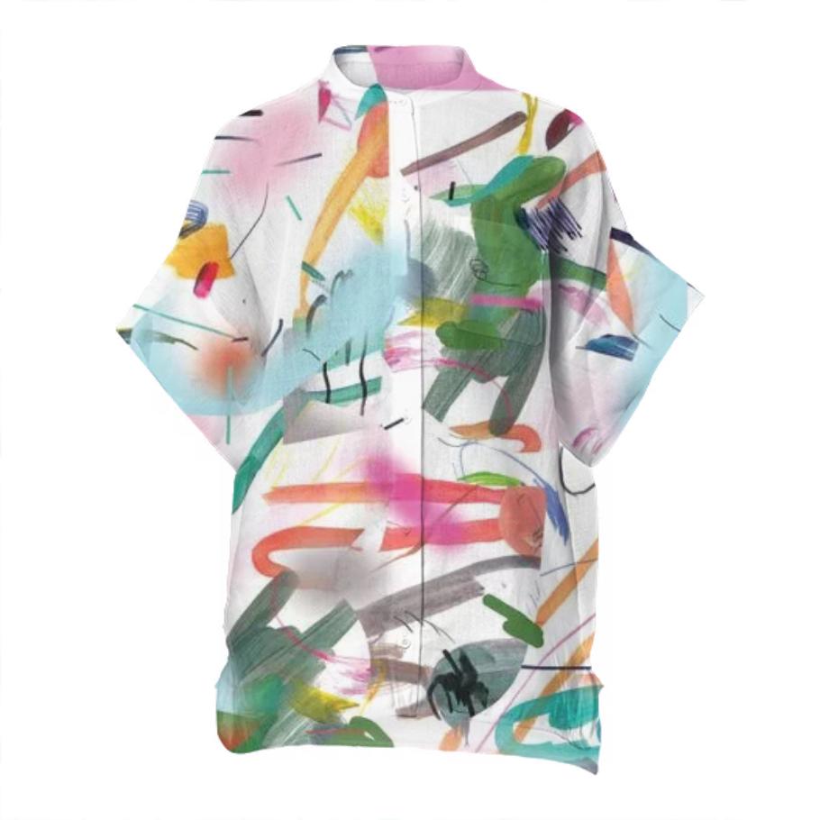 Rainbow Camo Boxy Linen Shirt