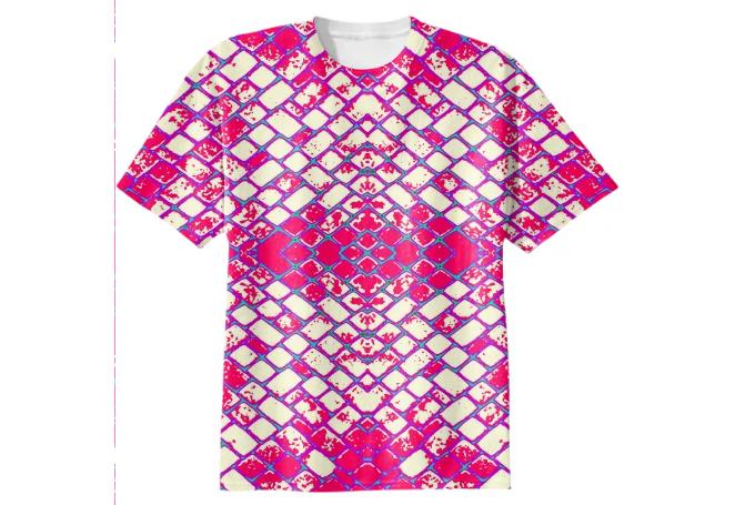 Pink and White Koi Fish Scales Cotton T Shirt