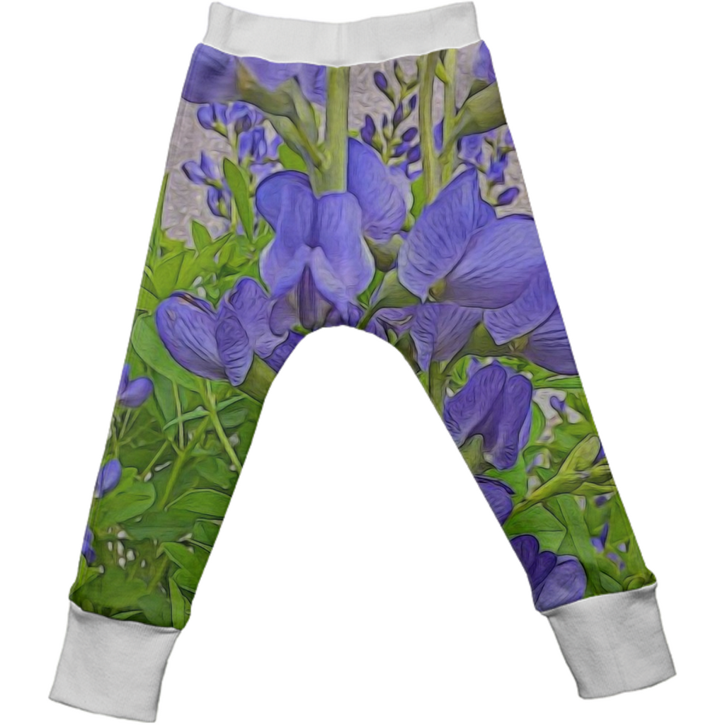 Purple Flowers Kids Drop Pants