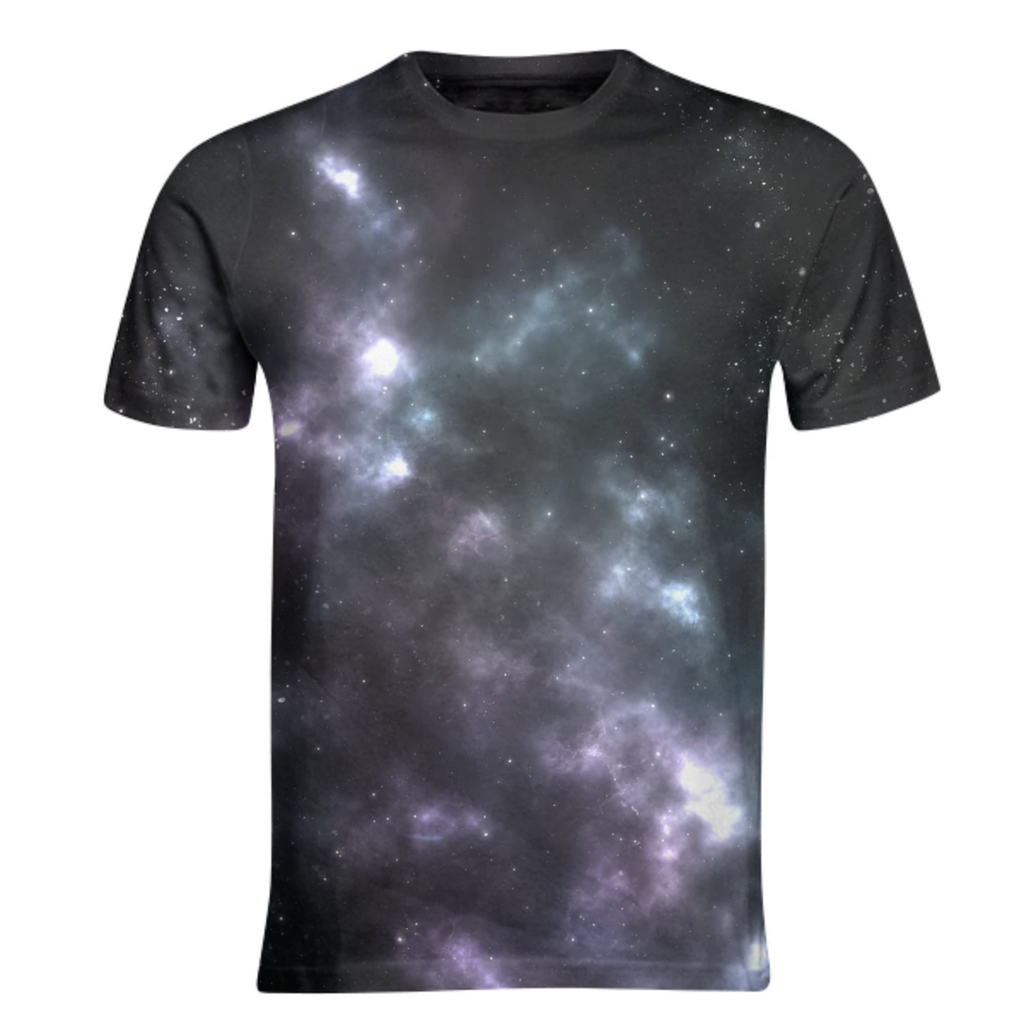 Colorful and magical, aesthetic nebula universe design violet shirt