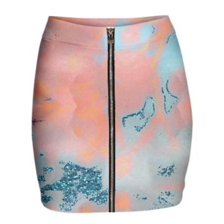 Psychedelic Glitter Mini Zip Skirt