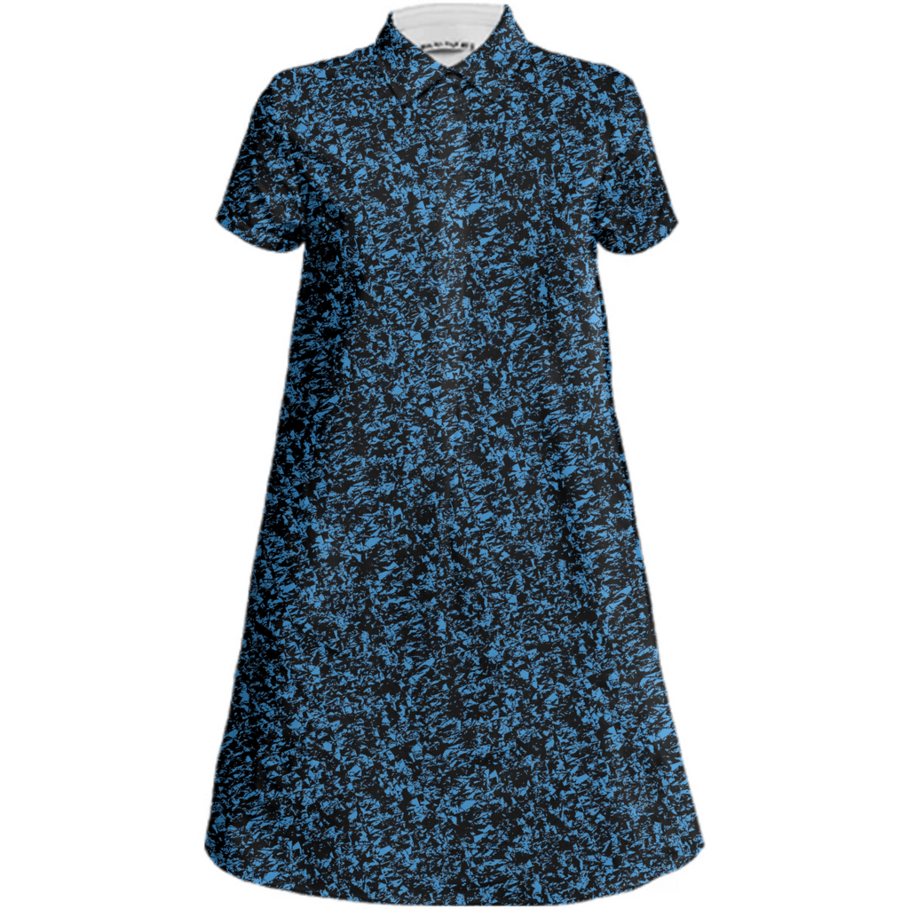 Blue Static Mini Shirt Dress