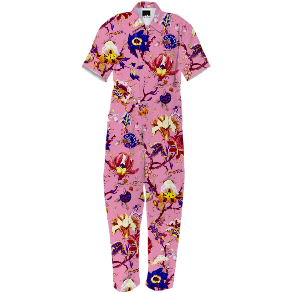 neo vintage floral wallpaper cotton candy pattern print jumpsuit