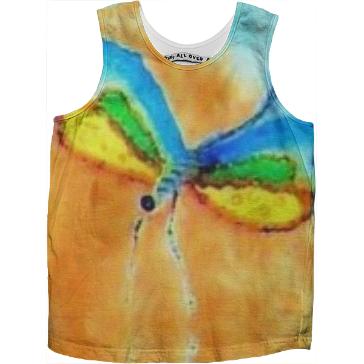 Cute yellow turquoise dragonfly Kids Tank Top