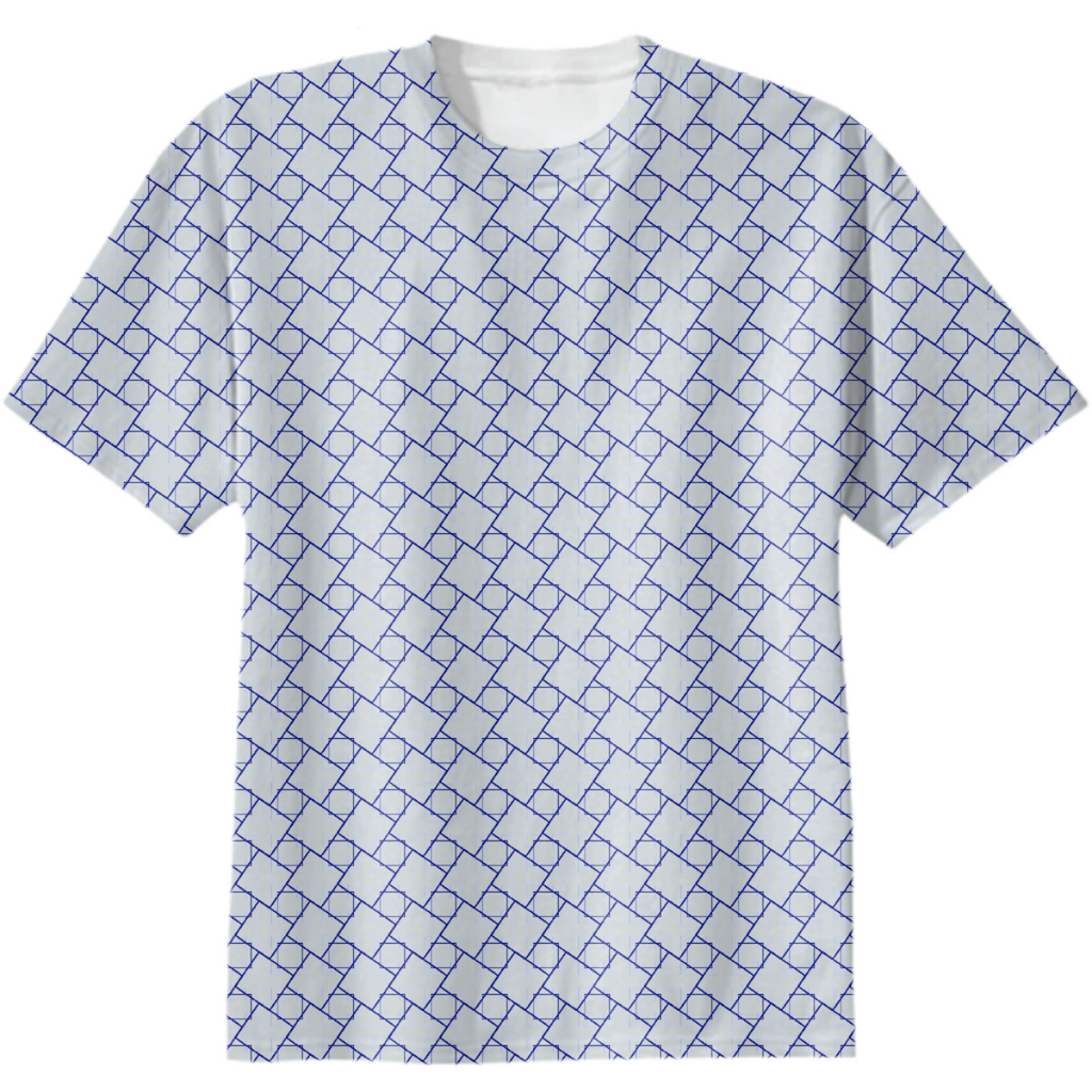 Blue geometric square line t-shirt