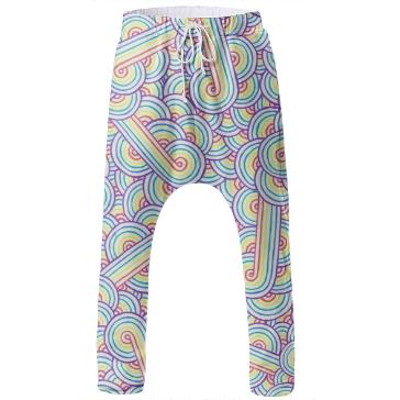 Rainbow and white swirls doodles Drop Pant