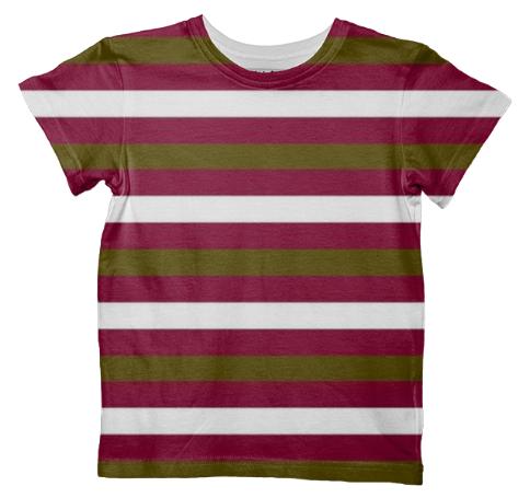 Designers t shirt with Stripes brown gold