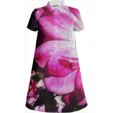 Magenta Flower Shirt Dress